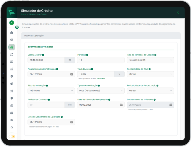Simulador de Crédito no iPad